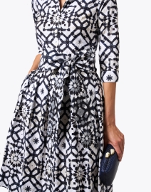 Extra_1 image thumbnail - Samantha Sung - Audrey Blue and White Tile Print Stretch Cotton Dress
