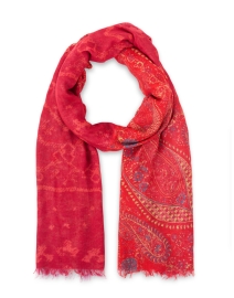 Red and Pink Paisley Cashmere Silk Scarf