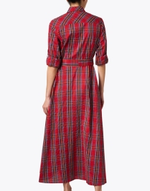 Back image thumbnail - Finley - Laine Red Plaid Shirt Dress