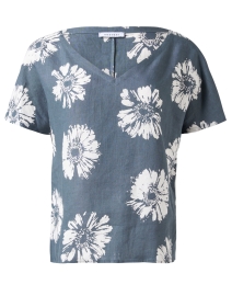Rosso35 - Grey Floral Linen Top