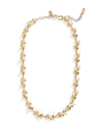 Product image thumbnail - Kenneth Jay Lane - Gold and Pearl Floral Necklace