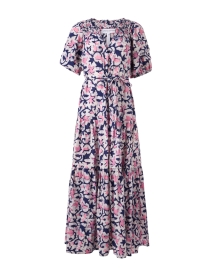 Product image thumbnail - Apiece Apart - Uva Navy and Pink Print Cotton Dress