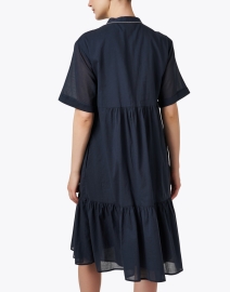 Back image thumbnail - Peserico - Navy Tiered Cotton Dress
