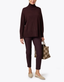 Look image thumbnail - Eileen Fisher - Burgundy Stretch Crepe Slim Ankle Pant