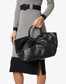 Look image thumbnail - DeMellier - Los Angeles Black Smooth Leather Ruched Tote
