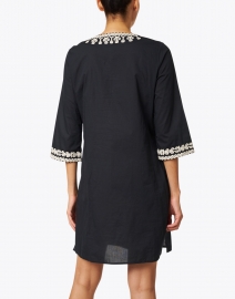 Back image thumbnail - Figue - Sophie Black Embroidered Stretch Cotton Dress