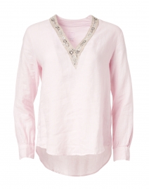 Soft Pink Linen Embellished Shirt