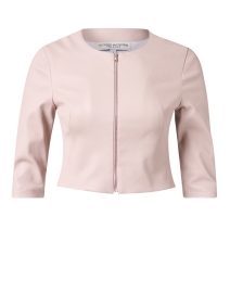 Light Pink Leather Cropped Jacket