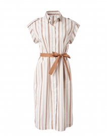 Pink and Copper Striped Stretch Cotton Dress