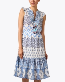 Front image thumbnail - Bell - Lola Blue and White Print Dress