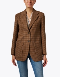 Front image thumbnail - Weekend Max Mara - Moschea Brown Houndstooth Blazer