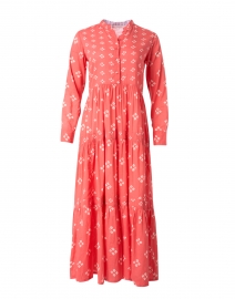 Coral and White Printed Cotton Dress