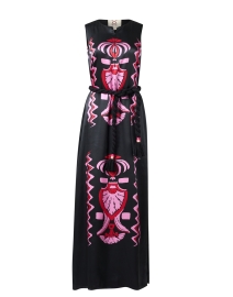 Arina Black Print Silk Charmeuse Dress