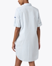 Back image thumbnail - Saint James - Leonie White and Light Blue Striped Cotton Shirt Dress