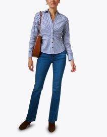 Look image thumbnail - Veronica Beard - Joelle Blue and White Striped Blouse 
