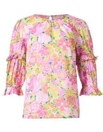Product image thumbnail - Banjanan - Chloe Pink and Yellow Floral Cotton Blouse