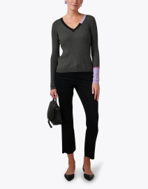 Look image thumbnail - Lisa Todd - Grey Multi Cotton Cashmere Sweater