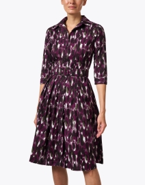 Front image thumbnail - Samantha Sung - Audrey Purple and White Print Stretch Cotton Dress