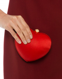 Red Silk Heart Clutch with Gold Ball Clasp