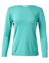 Product image thumbnail - Blue - Sea Green Pima Cotton Sweater 