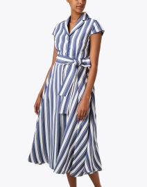 Front image thumbnail - Loretta Caponi - Zoe Blue Striped Dress