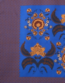 Fabric image thumbnail - Lafayette 148 New York - Bohemia Blue and Orange Bloom Print Silk Scarf