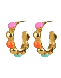 Product image thumbnail - Sylvia Toledano - Mini Creole Gold and Multi Enamel Hoop Earrings