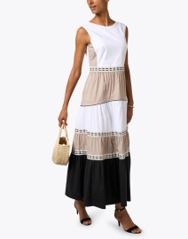 Look image thumbnail - Purotatto - White Black and Beige Cotton Dress