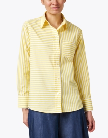 Front image thumbnail - Ines de la Fressange - Maureen Yellow Striped Cotton Shirt