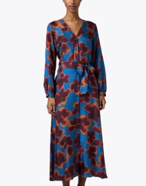 Front image thumbnail - Rosso35 - Blue and Orange Floral Print Dress