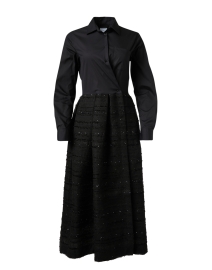 Elenat Black Poplin and Tweed Skirt Dress