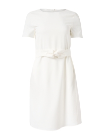White Short Sleeve Crepe Dress