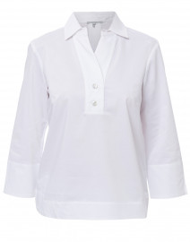 Aileen White Button Back Stretch Poplin Shirt