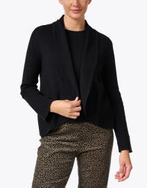 Front image thumbnail - Burgess - Leah Black Cotton Cashmere Knit Jacket
