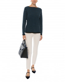 Black and Ocean Blue Fine Stripe Sweater