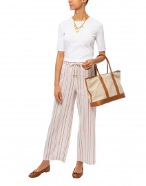 Billy Pink and Beige Striped Linen Cotton Pant