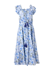 Blue Print Cotton Midi Dress