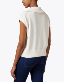 Back image thumbnail - Lafayette 148 New York - White Cotton Silk Zip Sweater