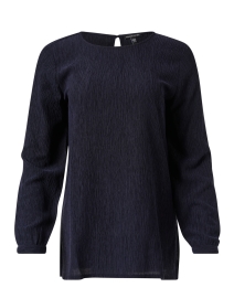 Navy Plisse Top
