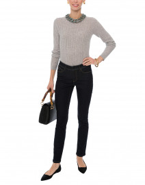 Grey Micro Cable Knit Cashmere Sweater