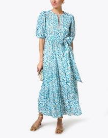 Look image thumbnail - Oliphant - Mondavi Blue and Gold Print Cotton Dress