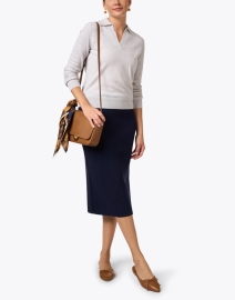 Look image thumbnail - Kinross - Light Grey Cashmere Polo Sweater