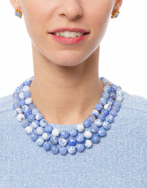 Blue and White Agate Beaded Necklace