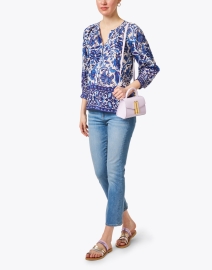 Look image thumbnail - Bell - Courtney Blue Print Cotton Silk Top