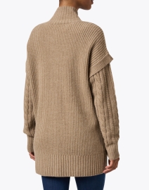 Back image thumbnail - Repeat Cashmere - Taupe Merino Wool Cardigan