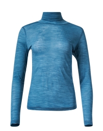 Product image thumbnail - WHY CI - Blue Wool Blend Turtleneck Top