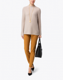 Light Beige Cashmere Sweater with Pearl Buttons