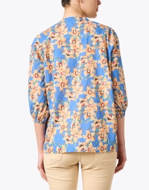 Back image thumbnail - Ro's Garden - Marcia Blue and Gold Print Top