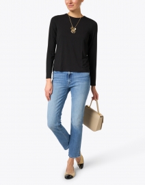 Look image thumbnail - Eileen Fisher - Black Stretch Cotton Jersey Top