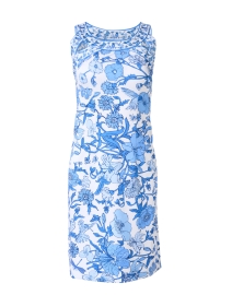 Blue Floral Print Cutout Dress